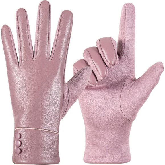 🆕Women's Light Purple Winter Fashion Leather Suede Driving Dress Gloves - Picture 2 of 7